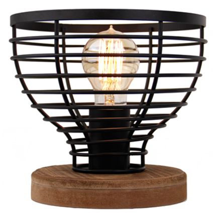 Brilliant tafellamp Avia zwart/hout Ø20cm E27 40W