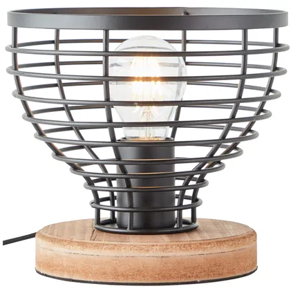 Brilliant tafellamp Avia zwart/hout Ø20cm E27 40W 6