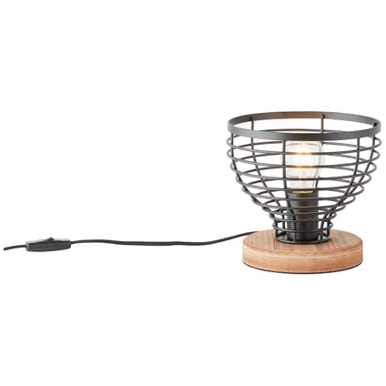 Brilliant tafellamp Avia zwart/hout Ø20cm E27 40W 7