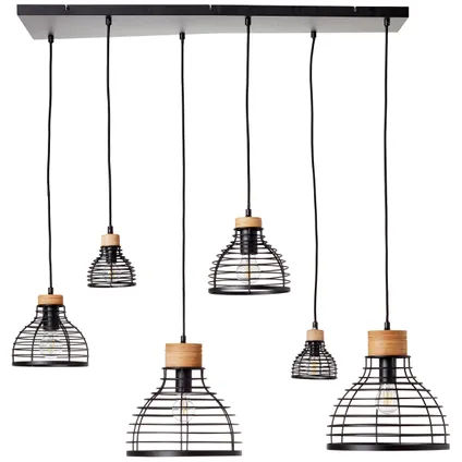 Brilliant hanglamp Avia zwart/hout 4xE27 2xE14 4