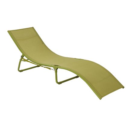 Chaise longue Central Park Wave pliable textilène massepain 171x51x60cm