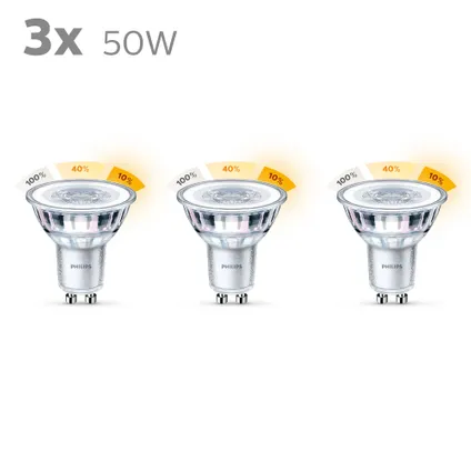 Spot LED Philips SceneSwitch blanc chaud GU10 4,8W 3 pièces 8