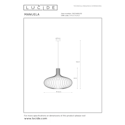 Lucide hanglamp Manuela groen Ø65cm E27 2