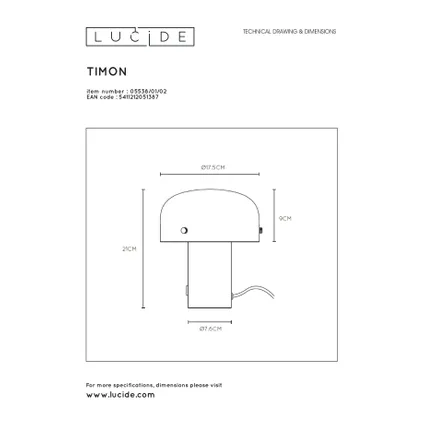 Lampe de table Timon Lucide laiton E14 5