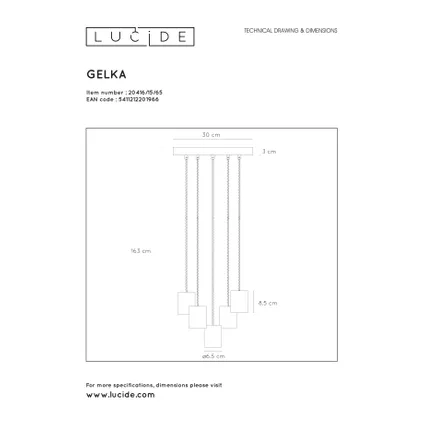 Lucide hanglamp Gelka gerookt glas Ø30cm 5xE27 5