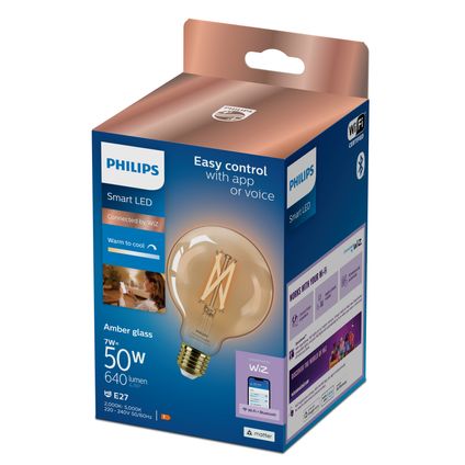 Ampoule LED à incandescence intelligente Philips G95 ambre E27 7W