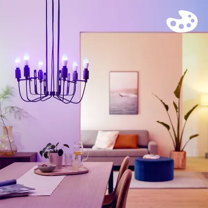 Ampoule LED intelligente Philips C37 colorée E14 4,9W 6