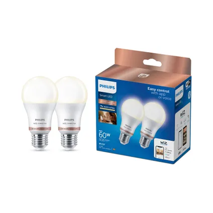 Ampoule LED intelligente Philips A60 blanc chaud E27 8W 2 pièces
