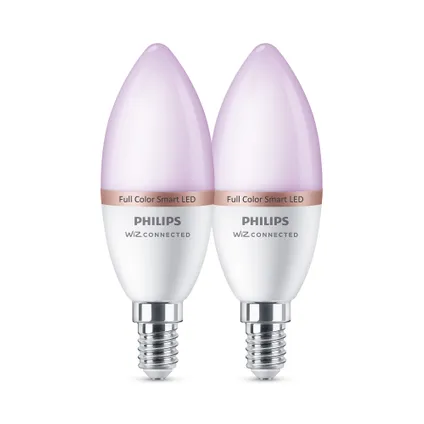 Ampoule LED intelligente Philips C37 colorée E14 4,9W 2 pièces 12
