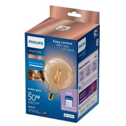 Philips slimme ledfilamentlamp G125 amber E27 7W