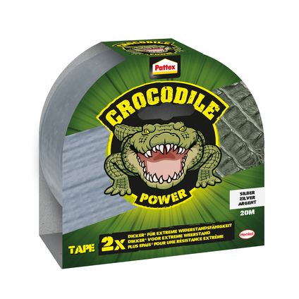 Pattex Crocodile Power tape grijs 20m