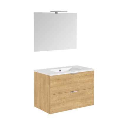 Ensemble meuble de salle de bains Euro Pack Allibert 80cm avec 2 tiroirs chêne arlington