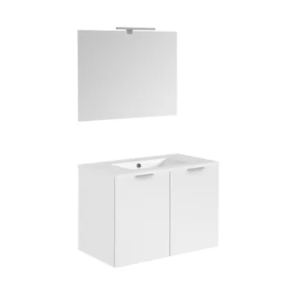 Ensemble meuble de salle de bains Euro Pack 80cm avec 2 portes blanc brillant