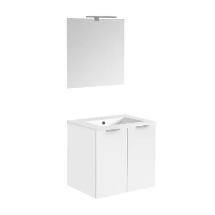 Ensemble meuble de salle de bains Euro Pack 60cm avec 2 portes blanc brillant