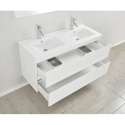 Ensemble meuble de salle de bains Livo Allibert 120cm avec 2 tiroirs blanc brillant 2