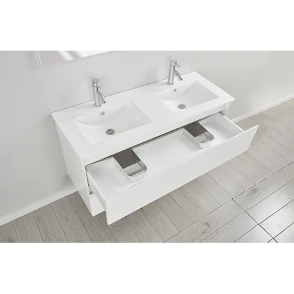 Ensemble meuble de salle de bains Livo Allibert 120cm avec 2 tiroirs blanc brillant 3