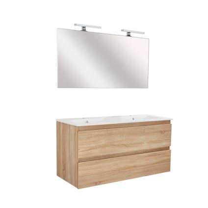 Ensemble meuble de salle de bains Bazil Allibert 120cm avec 2 tiroirs chêne