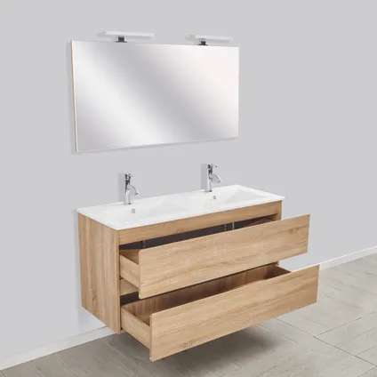 Ensemble meuble de salle de bains Bazil Allibert 120cm avec 2 tiroirs chêne 3