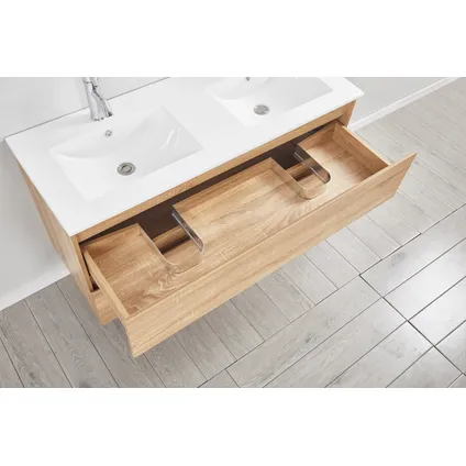 Ensemble meuble de salle de bains Bazil Allibert 120cm avec 2 tiroirs chêne 4