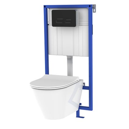 Allibert inbouwreservoir set Link | Soft-close toiletzitting | Bedieningspaneel met infrarood herkenning zwart