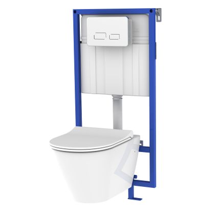 Allibert inbouwreservoir set Link | Soft-close toiletzitting | Bedieningspaneel met infrarood herkenning wit
