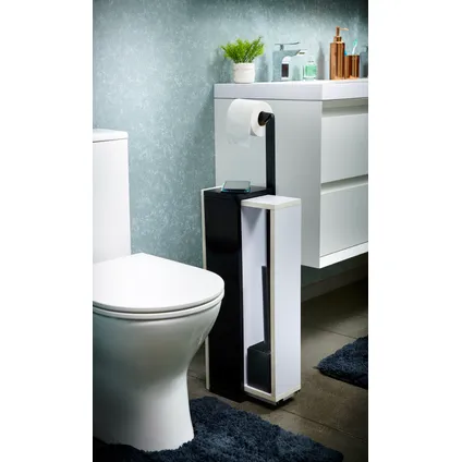 Allibert- Valet WC VERRY avec dérouleur papier WC, réserve papier et brosse  WC chromé - Base en