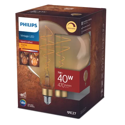 Ampoule LED à incandescence Philips G200 blanc chaud E27 7W