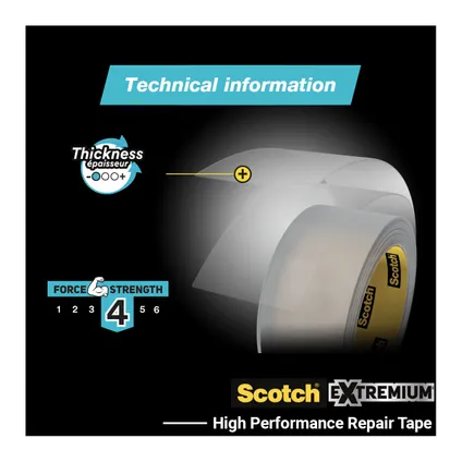 Ruban adhésif de réparation  Scotch™ Extremium Transparent pour serres et vitres 25mx48mm 5
