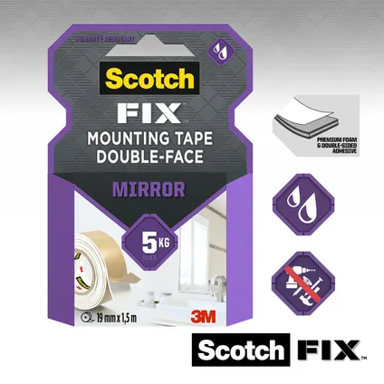 3M Scotch montagetape Mirror dubbelzijdig 1,5mx19mm 7