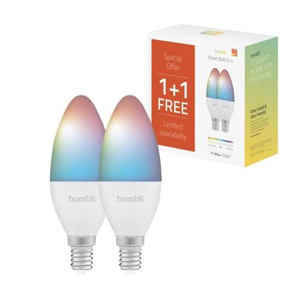 Ampoule flamme Hombli Smart Bulb RGB+CCT 4,5W E14 Pack Promo