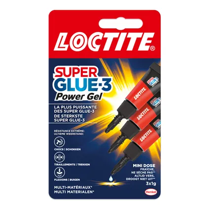 Colle instantanée Loctite Super Glue-3 Power Gel Mini-Dose 3x1gr