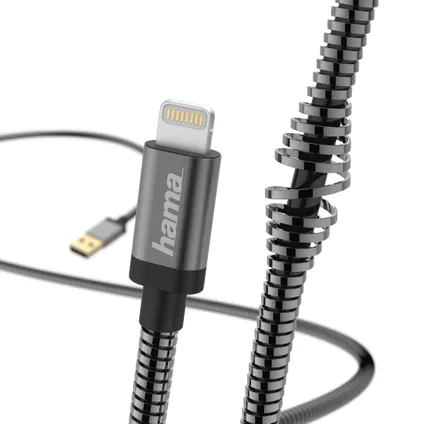 Hama USB oplaad-/datakabel Metal Lightning zwart 4