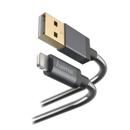 Hama USB oplaad-/datakabel Metal Lightning zwart 5