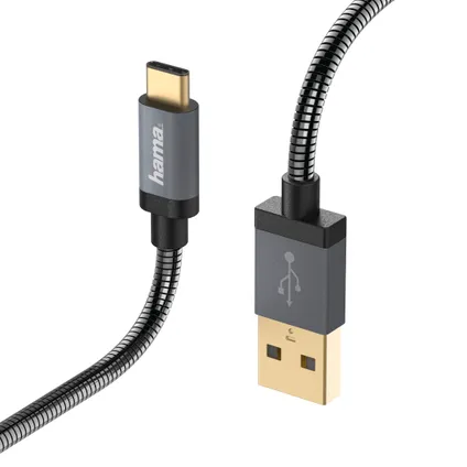 Hama USB oplaad-/datakabel Metal Type C zwart 3