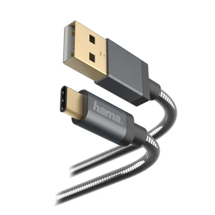 Hama USB oplaad-/datakabel Metal Type C zwart 5