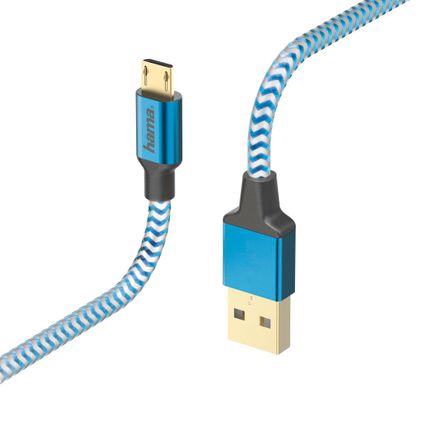 Hama USB oplaad-/datakabel Reflective blauw
