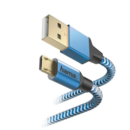 Hama USB oplaad-/datakabel Reflective blauw 2