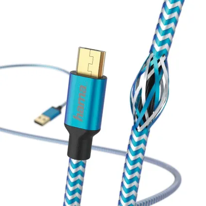 Hama USB oplaad-/datakabel Reflective blauw 3