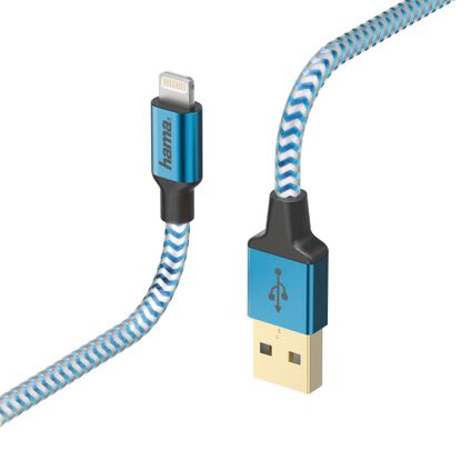 Hama USB oplaad-/datakabel Reflective blauw