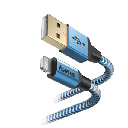 Hama USB oplaad-/datakabel Reflective blauw 2