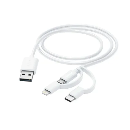 Hama 3-in-1 micro USB-kabel met adapter USB-C / Lightning wit 2