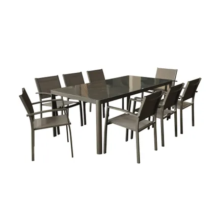 Table Macari aluminium/verre 200x100x75cm 4
