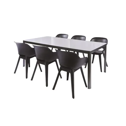 Table Macari aluminium/verre 200x100x75cm 6