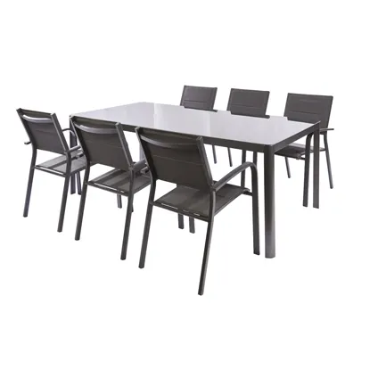Table Macari aluminium/verre 200x100x75cm 8