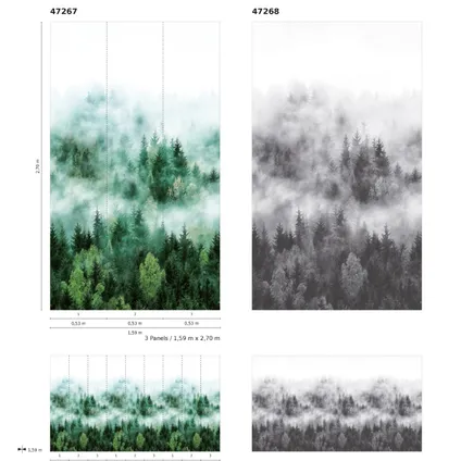 Smart art fotobehang bos in de mist 5