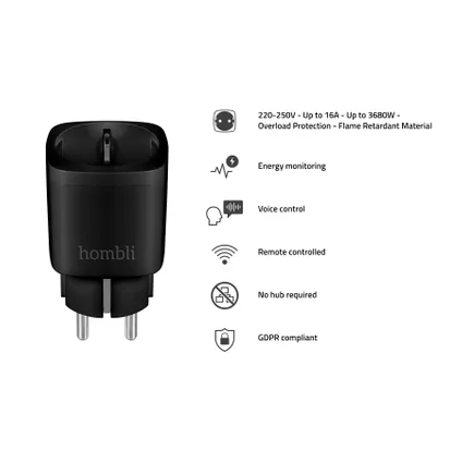 Prise intelligente Hombli Smart Socket noir 230V 2