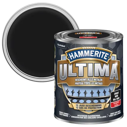 Hammerite metaallak Ultima zwart hoogglans 750L