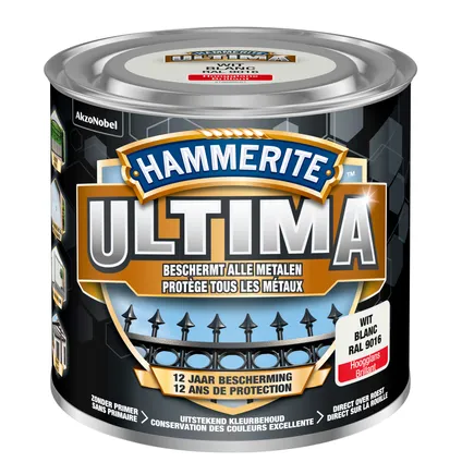 Laque métal Hammerite Ultima blanc brillant 250ml 2