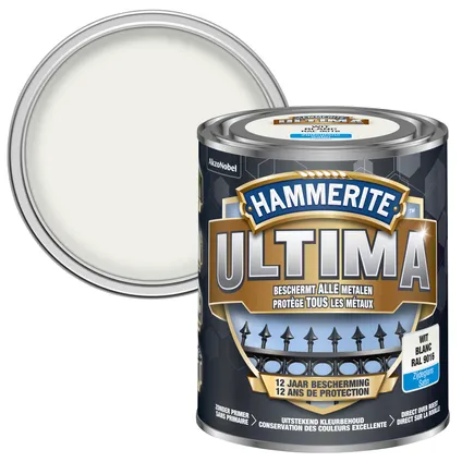 Laque métal Hammerite Ultima blanc satin 750ml