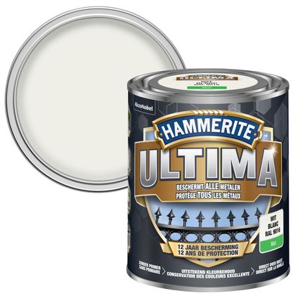 Laque métal Hammerite Ultima blanc mat 750ml